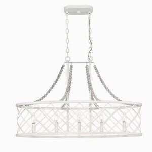 NEW White Cottage Boho Beaded Ceiling Light Chandelier Rustic Farmhouse Charming